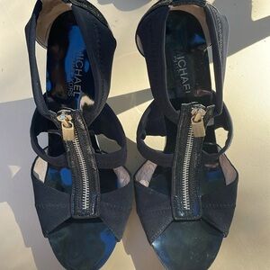 Michael Kors Black zip up heels, Women’s size 7.5